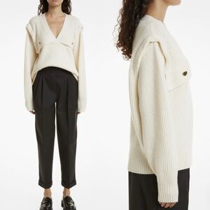 NWT Tanya Taylor Rhodes Rib Sweater in Chalk, Size L New w/Tag Retail $465